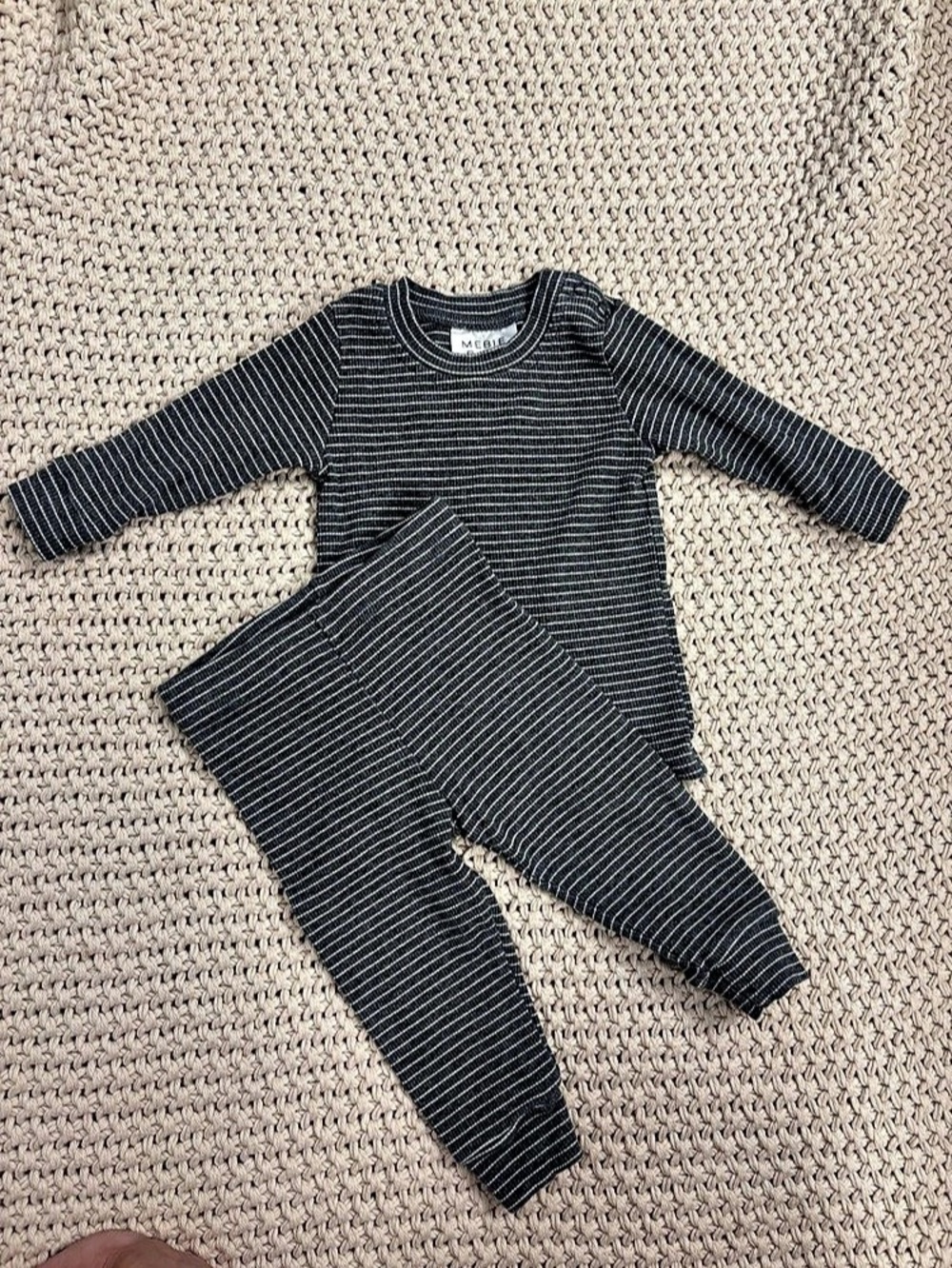 Mebie Baby Striped Footie Baby 3-6M Like New